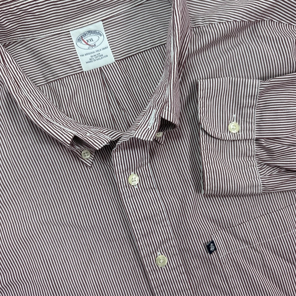 Brooks Brothers 346 Button Down Shirt Mens XXL Slim Fit Striped L/S Oxford